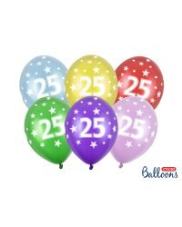 Balloons 30cm, 25th Birthday, Metallic Mix (1 pkt / 50 pc.)