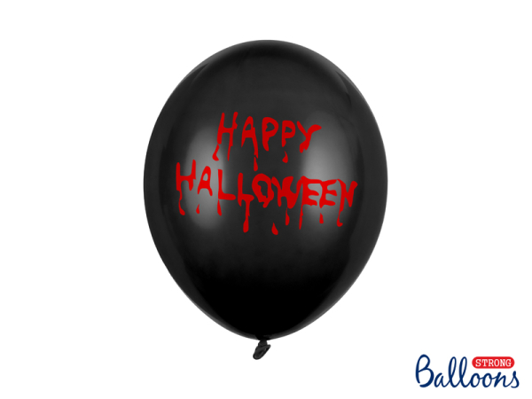 Balloons 30cm, Happy Halloween, Pastel Black (1 pkt / 6 pc.)