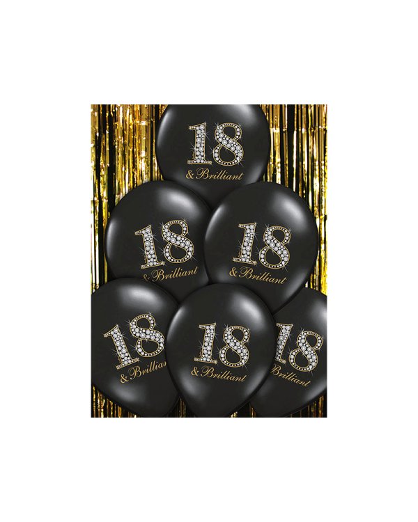 Balloons 30cm, 18 & Brilliant, Pastel Black (1 pkt / 6 pc.)