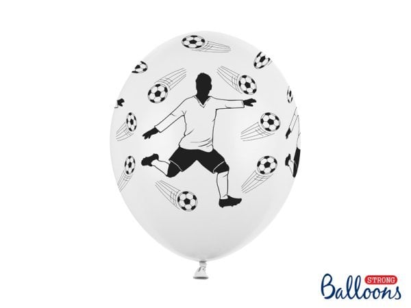 Balloons 30cm, Footballer and balls, Pastel Pure White (1 pkt / 6 pc.)