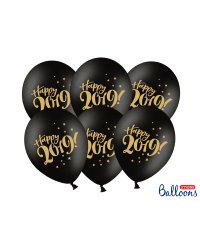 Balloons 30cm, Happy 2019!, Pastel Black (1 pkt / 50 pc.)