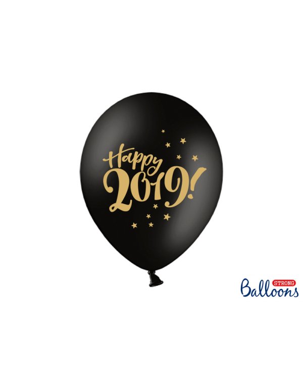 Balloons 30cm, Happy 2019!, Pastel Black (1 pkt / 50 pc.)