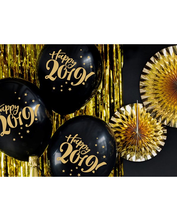 Balloons 30cm, Happy 2019!, Pastel Black (1 pkt / 50 pc.)