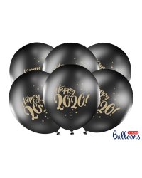 Balloons 30cm, Happy 2020!, Pastel Black (1 pkt / 6 pc.)