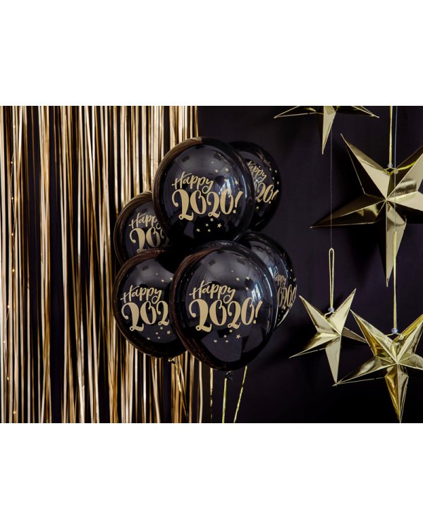 Balloons 30cm, Happy 2020!, Pastel Black (1 pkt / 6 pc.)