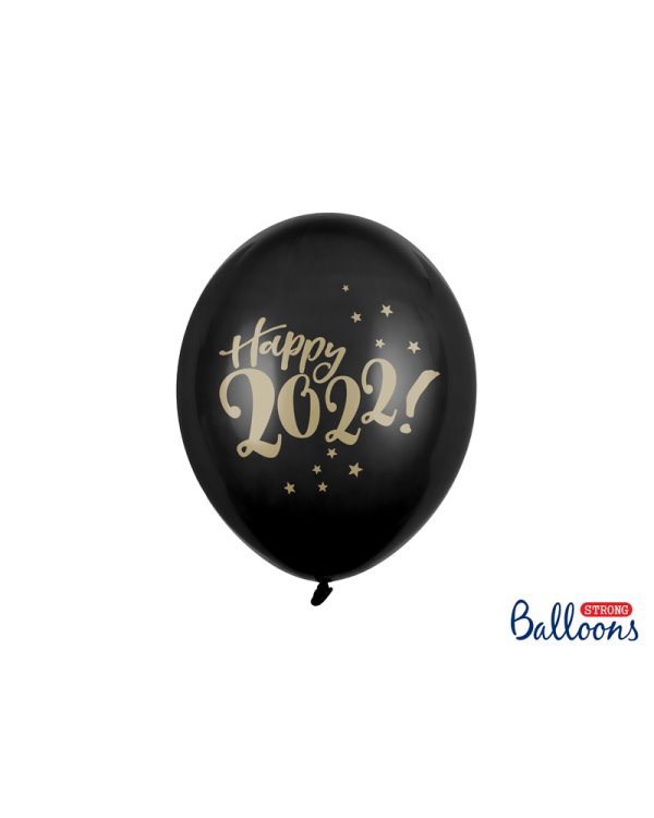 Balloons 30cm, Happy 2022!, Pastel Black (1 pkt / 6 pc.)