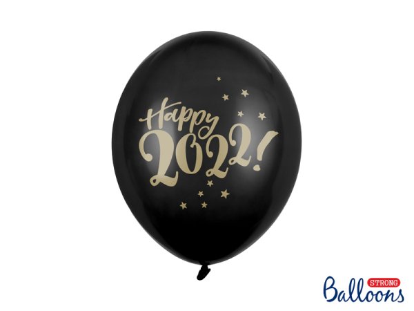 Balloons 30cm, Happy 2022!, Pastel Black (1 pkt / 50 pc.)