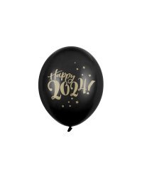 Balloons 30cm, Happy 2024!, Pastel Black (1 pkt / 50 pc.)