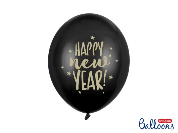 Balloons 30cm, Happy New Year, Pastel Black (1 pkt / 50 pc.)
