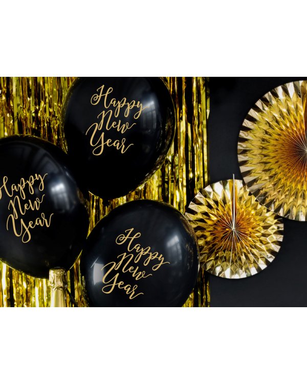 Balloons 30cm, Happy New Year, Pastel Black (1 pkt / 50 pc.)