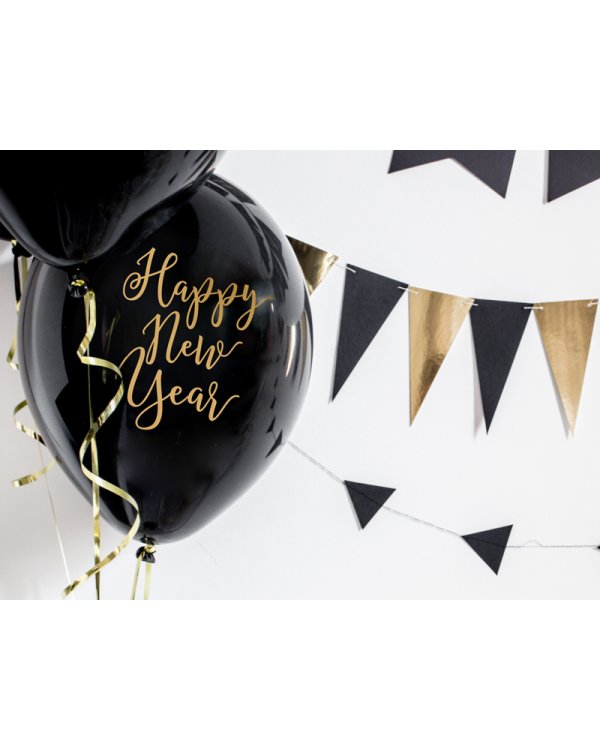 Balloons 30cm, Happy New Year, Pastel Black (1 pkt / 50 pc.)