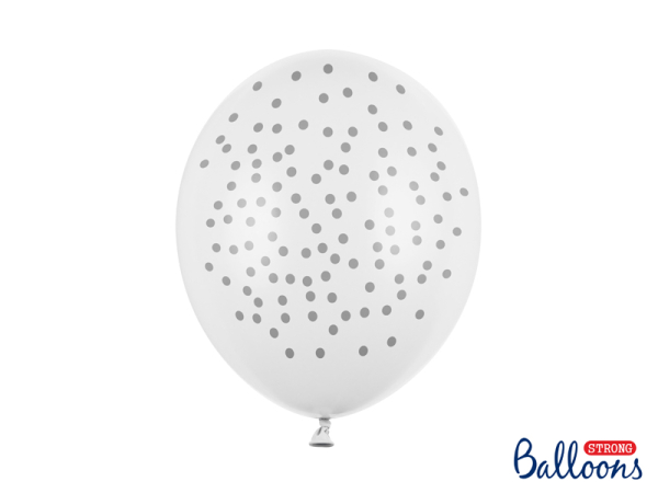 Balloons 30cm, Dots, Pastel Pure White (1 pkt / 50 pc.)