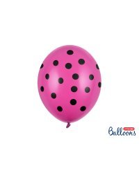 Balloons 30cm, Dots, Pastel Hot Pink (1 pkt / 6 pc.)
