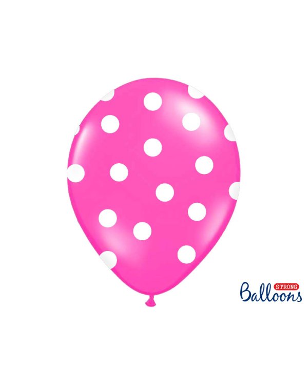 Balloons 30cm, Dots, Pastel Hot Pink (1 pkt / 50 pc.)