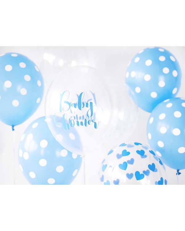 Balloons 30cm, Dots, Pastel Baby Blue (1 pkt / 6 pc.)