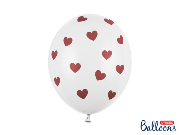 Balloons 30cm, Hearts, Pastel Pure White (1 pkt / 6 pc.)
