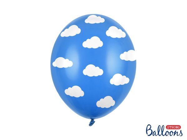 Balloons 30cm, Clouds, Pastel Cornflower Blue (1 pkt / 6 pc.)