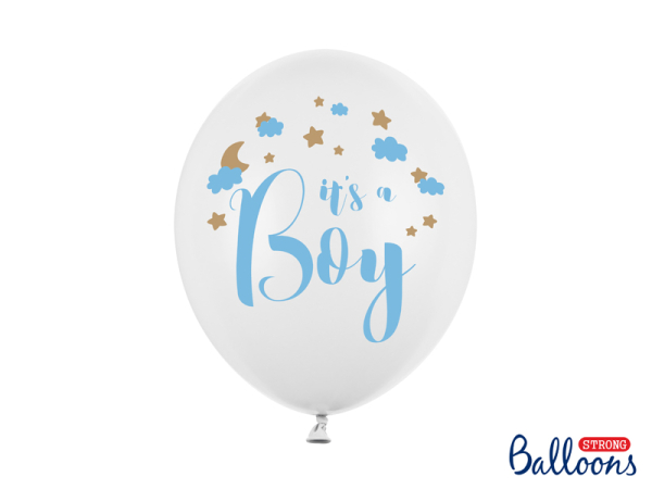 Balloons 30cm, It's a Boy, Pastel Pure White (1 pkt / 50 pc.)