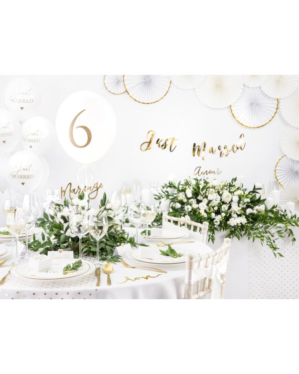 Balloons 30cm, Just Married, Pastel Pure White (1 pkt / 6 pc.)