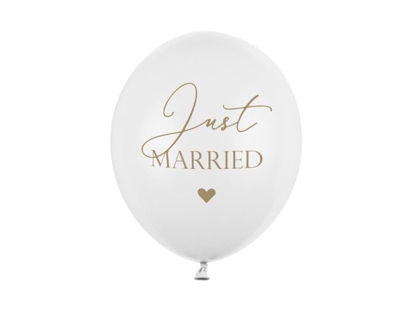Balloons 30cm, Just Married, Pastel Pure White (1 pkt / 50 pc.)