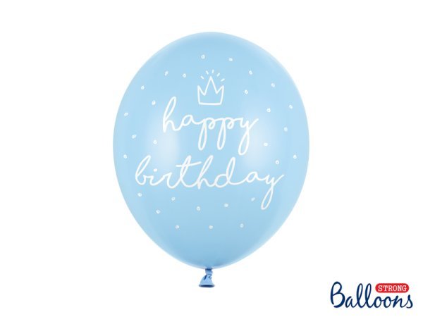 Strong Balloons 30cm, happy..., P. B. Blue (1 pkt / 6 pc.)