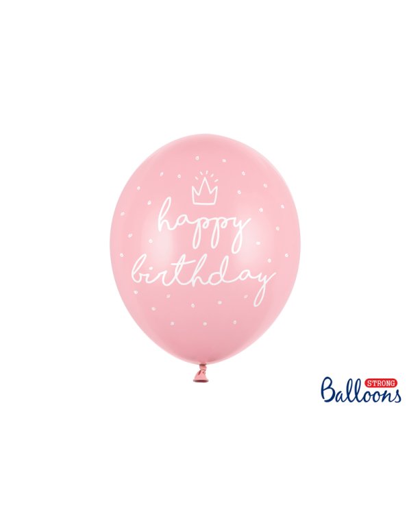 Strong Balloons 30cm, happy..., P. B. Pink (1 pkt / 6 pc.)