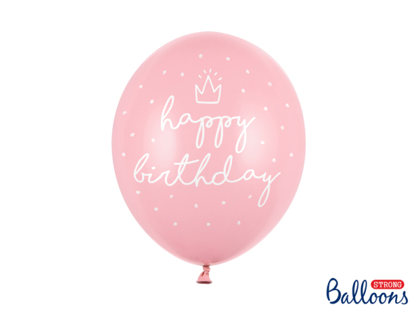 Strong Balloons 30cm, happy..., P. B. Pink (1 pkt / 6 pc.)