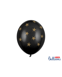Balloons 30cm, Stars, Pastel Black (1 pkt / 6 pc.)