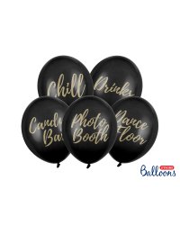 Balloons 30cm, Candy Bar, Chill, Dance Floor, Drinks, Photo Booth, Pastel Black (1 pkt / 5 pc.)