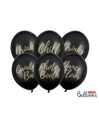 Balloons 30cm, Candy Bar, Chill, Dance Floor, Drinks, Photo Booth, Pastel Black (1 pkt / 6 pc.)