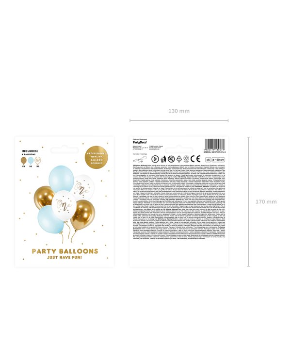 Balloons 30cm, One, Pastel Light Blue (1 pkt / 6 pc.)