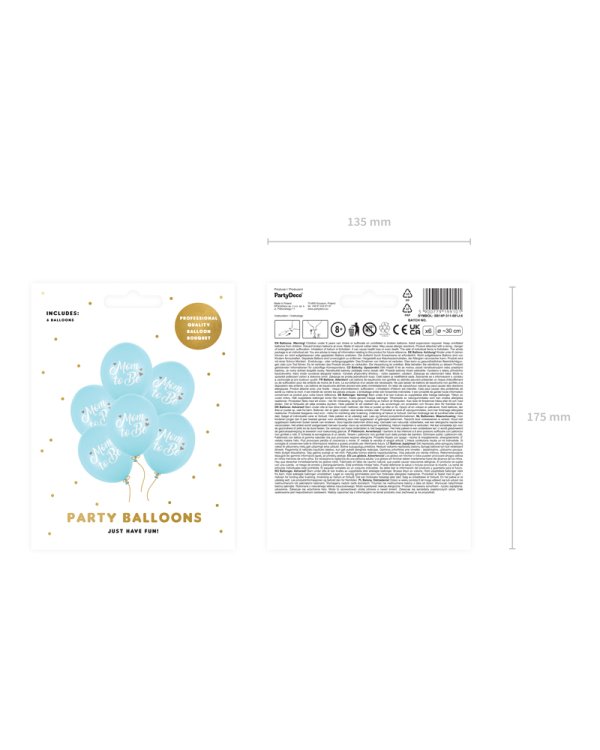 Balloons 30 cm, Mom to Be, Pastel Light Blue (1 pkt / 6 pc.)