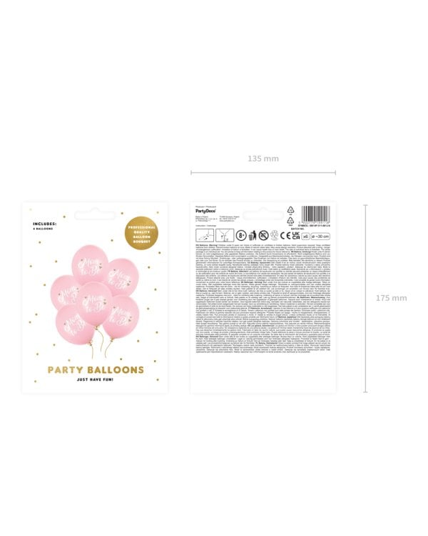 Balloons 30 cm, Mom to Be, Pastel Pale Pink (1 pkt / 6 pc.)