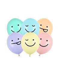 Balloons 30 cm, Faces, mix (1 pkt / 6 pc.)