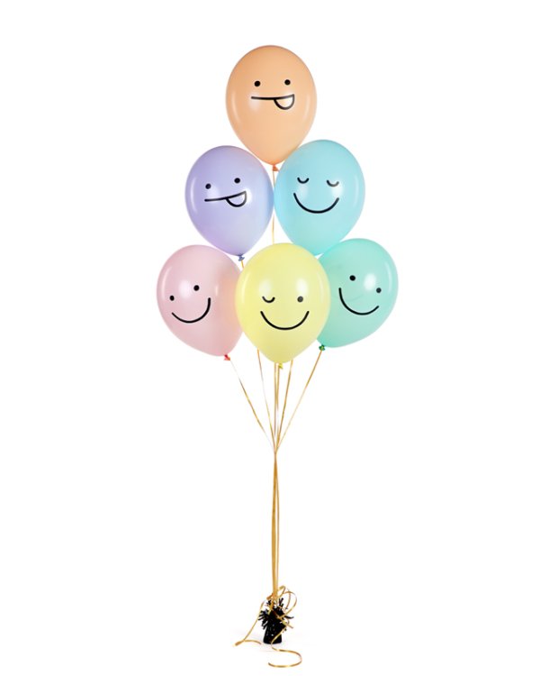 Balloons 30 cm, Faces, mix (1 pkt / 6 pc.)