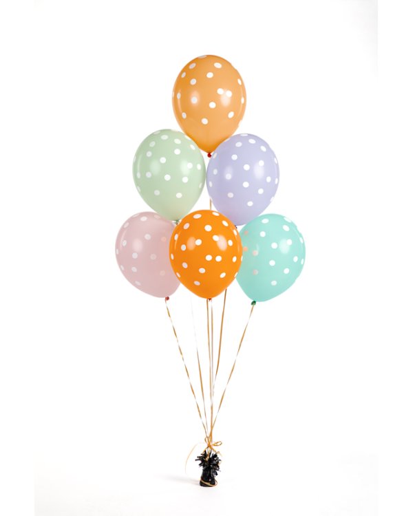 Balloons 30 cm, Dots, mix (1 pkt / 6 pc.)