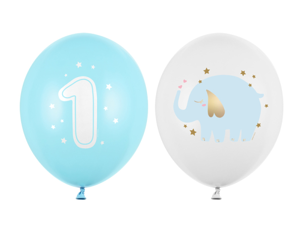 Balloons 30 cm, One year, Pastel Light Blue (1 pkt / 50 pc.)