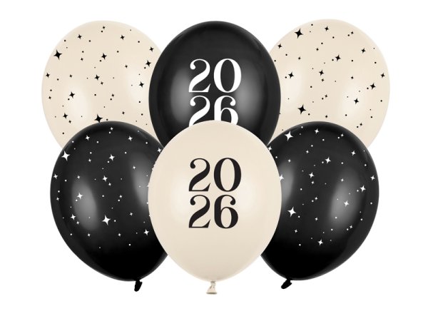 Обложка книги «Balloons 30 cm, Happy New Year 2026, Pastel Mix (1 pkt / 6 pc.)»