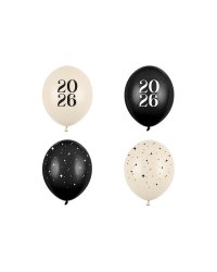 Balloons 30 cm, Happy New Year 2026, Pastel Mix (1 pkt / 50 pc.)