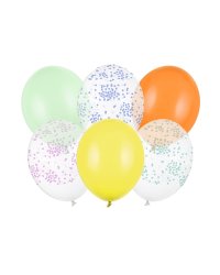 Balloons 30 cm, Confetti, mix (1 pkt / 6 pc.)