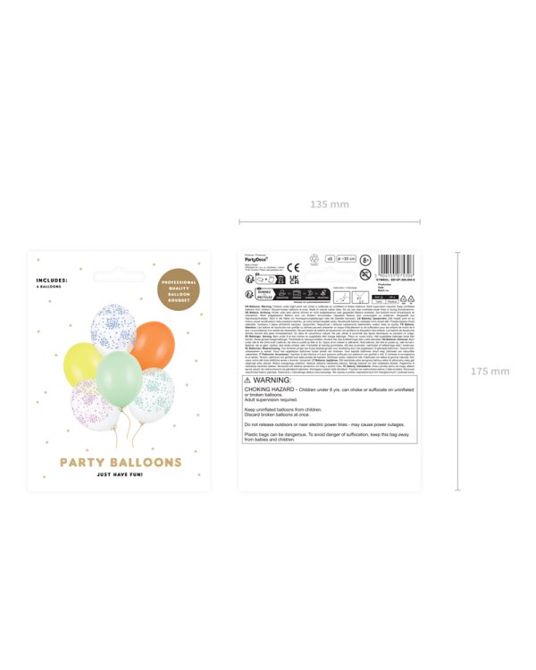 Balloons 30 cm, Confetti, mix (1 pkt / 6 pc.)