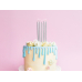 Birthday candles, plain, silver, 12.5cm (1 pkt / 12 pc.)
