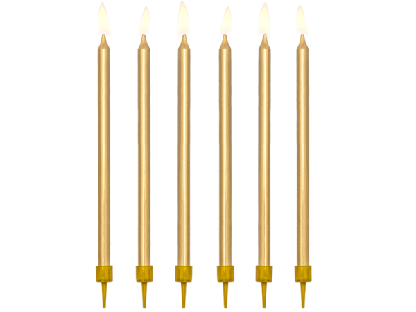 Birthday candles, plain, gold, 12.5cm (1 pkt / 12 pc.)