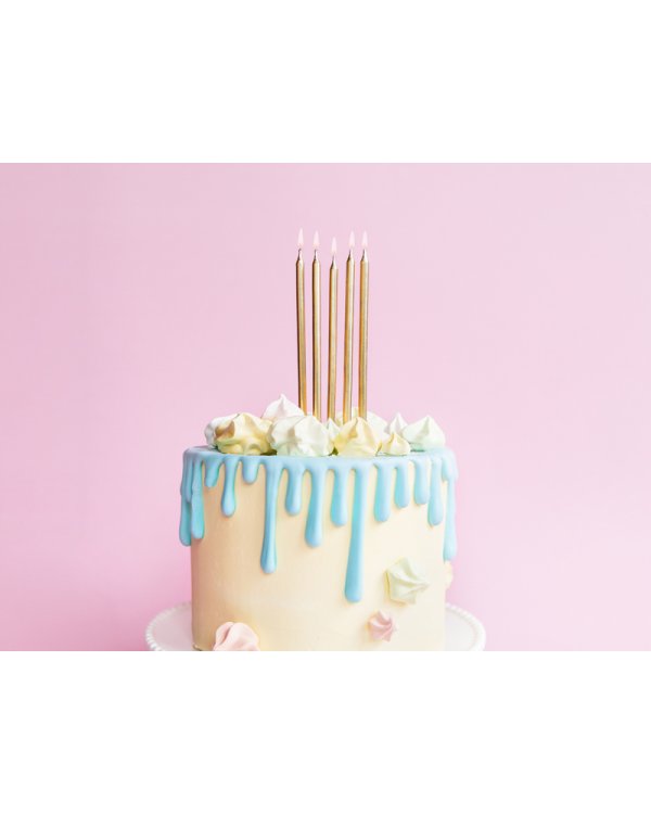 Birthday candles, plain, gold, 12.5cm (1 pkt / 12 pc.)