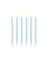 Plain birthday candles, light blue, 14cm (1 pkt / 12 pc.)