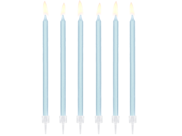 Plain birthday candles, light blue, 14cm (1 pkt / 12 pc.)