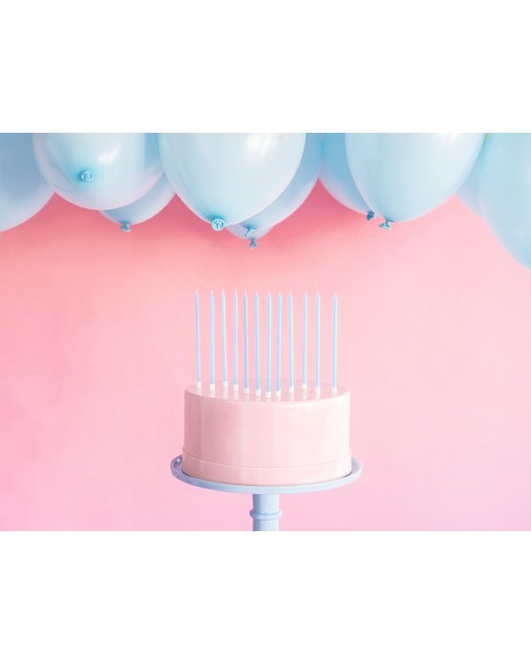 Plain birthday candles, light blue, 14cm (1 pkt / 12 pc.)