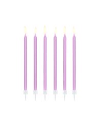Plain birthday candles, light lilac, 14cm (1 pkt / 12 pc.)