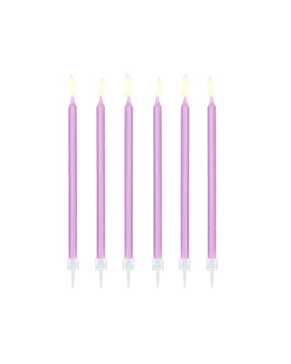 Plain birthday candles, light lilac, 14cm (1 pkt / 12 pc.)
