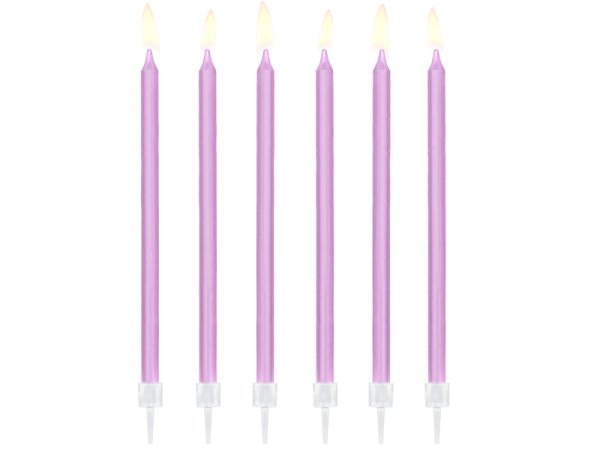 Plain birthday candles, light lilac, 14cm (1 pkt / 12 pc.)
